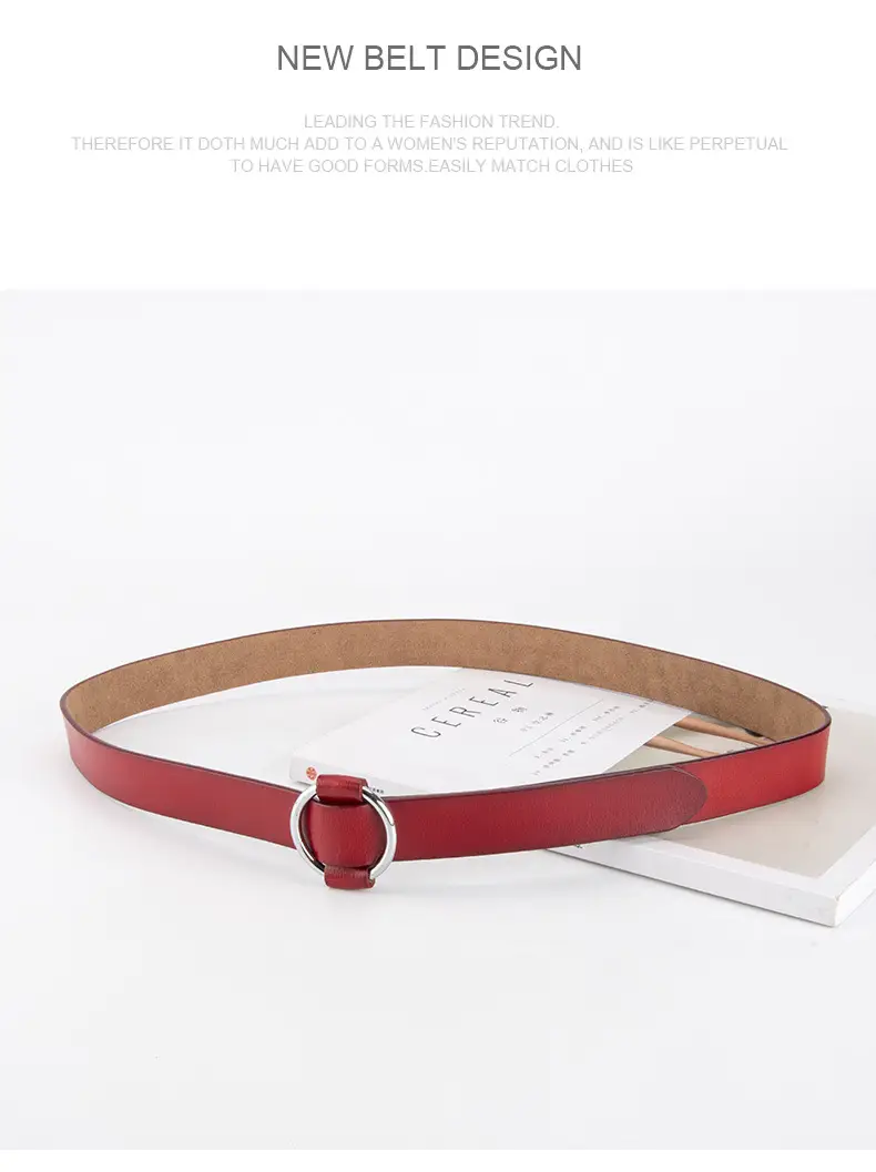 Women's Korean Belt Black Genuine Leather Round Buckle — feature 15