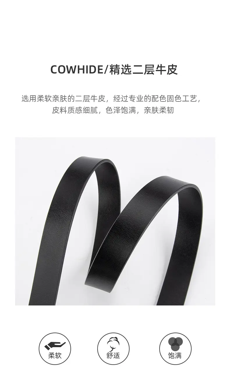 Women's Korean Belt Black Genuine Leather Round Buckle — feature 5