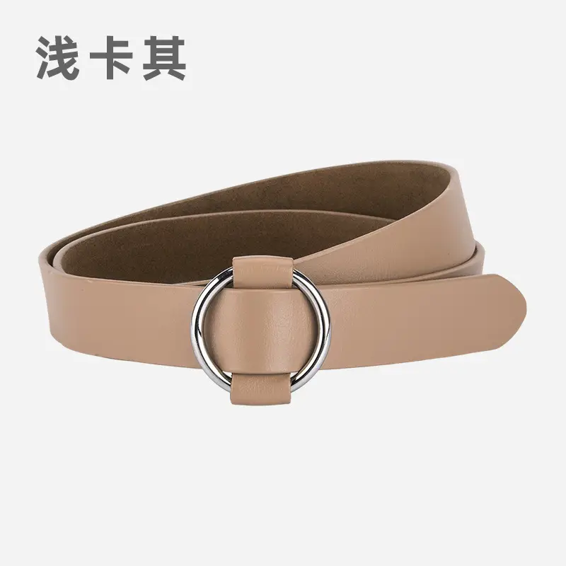 Women's Korean Belt Black Genuine Leather Round Buckle - Image 11