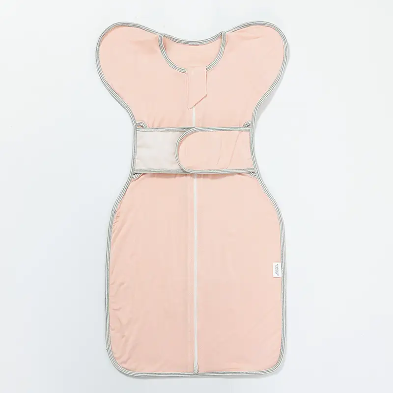 Newborn Anti-Jumping Sleeping Bag Pink Adjustable Belt - Image 4