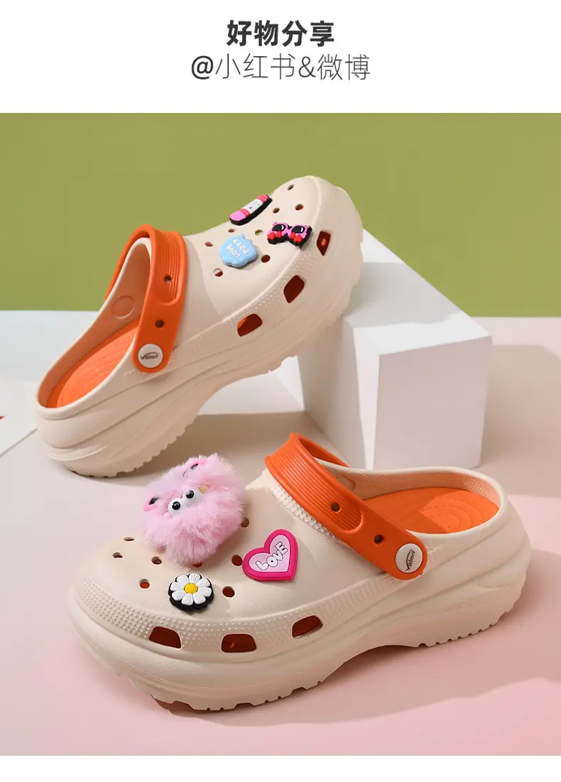 Women's thick-soled shoes diy breathable non-slip sandals EVA wear-resistant EVA non-smelly feet outdoor summer beach baotou — feature 12