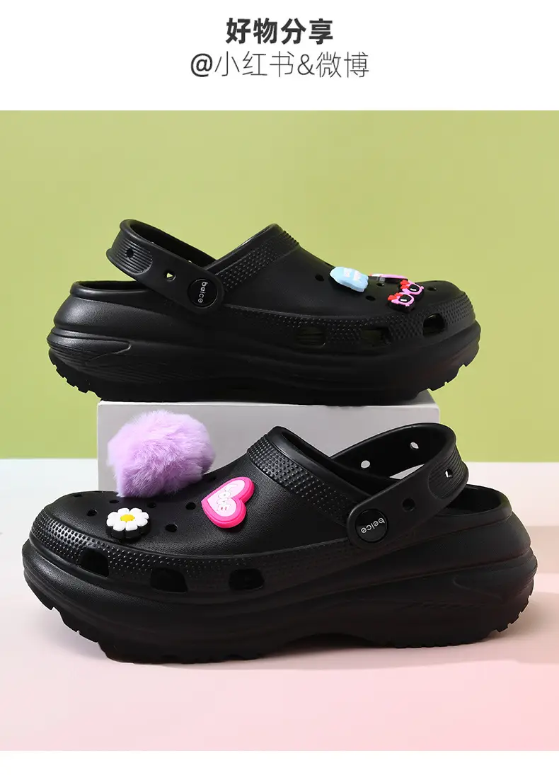 Women's thick-soled shoes diy breathable non-slip sandals EVA wear-resistant EVA non-smelly feet outdoor summer beach baotou — feature 19