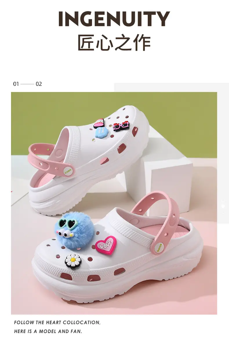 Women's thick-soled shoes diy breathable non-slip sandals EVA wear-resistant EVA non-smelly feet outdoor summer beach baotou — feature 8