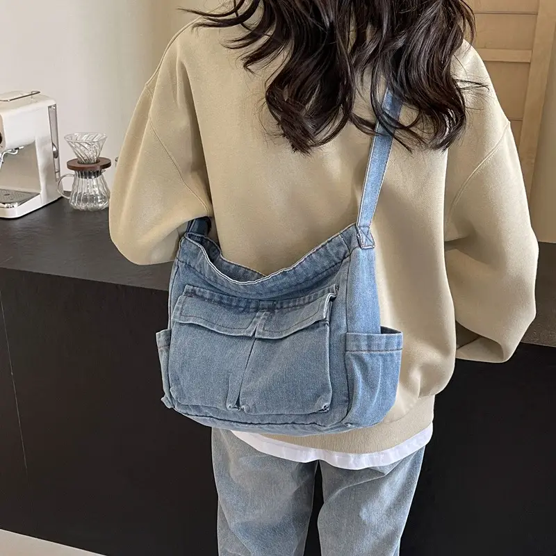 Denim Shoulder Bag Women Korean Style Large Capacity - Image 4