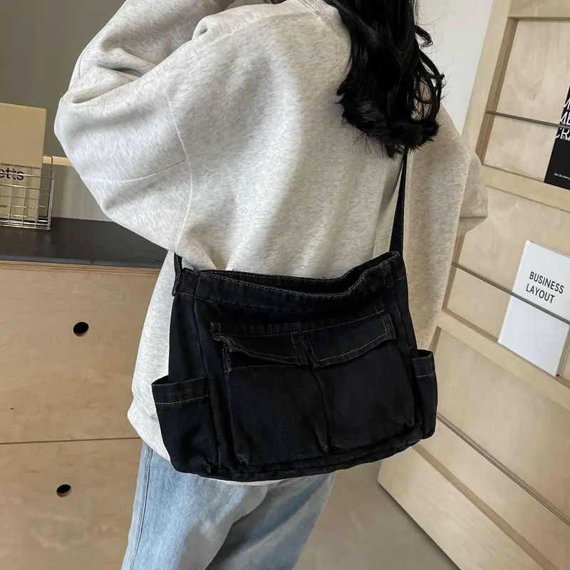 Denim Shoulder Bag Women Korean Style Large Capacity - Image 5