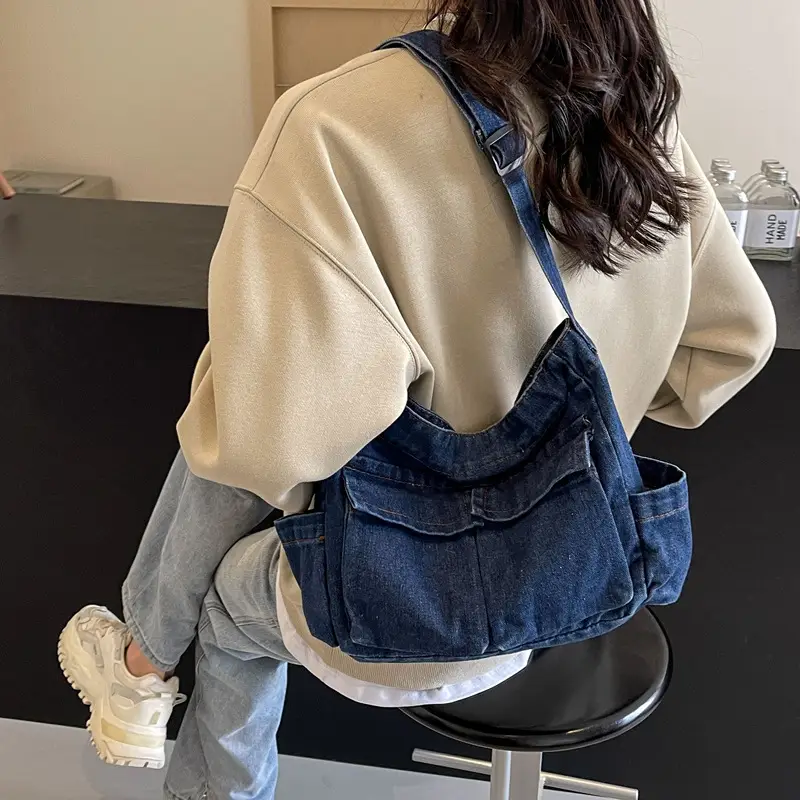 Denim Shoulder Bag Women Korean Style Large Capacity - Image 6