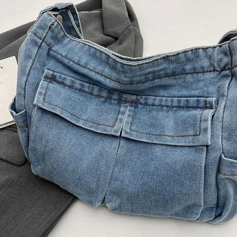 Denim Shoulder Bag Women Korean Style Large Capacity - Image 7