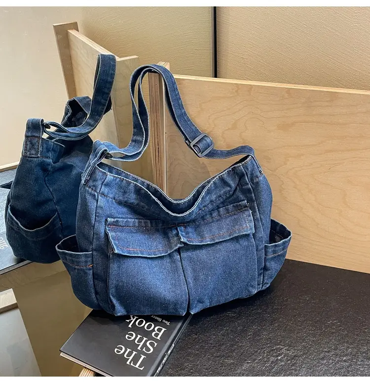 Denim Shoulder Bag Women Korean Style Large Capacity — feature 14