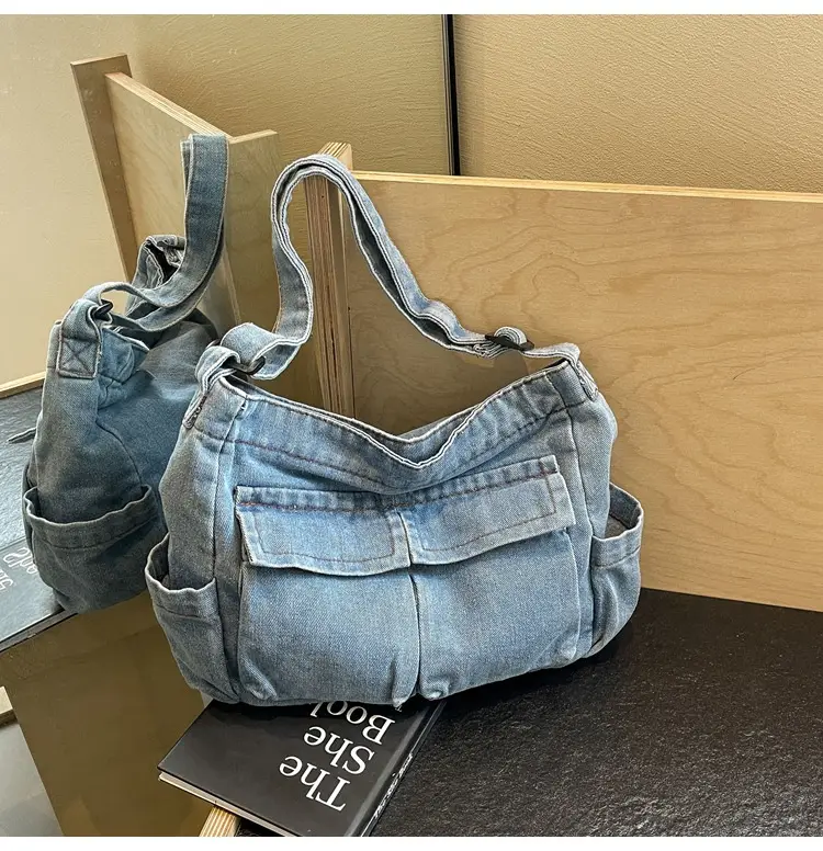 Denim Shoulder Bag Women Korean Style Large Capacity — feature 15