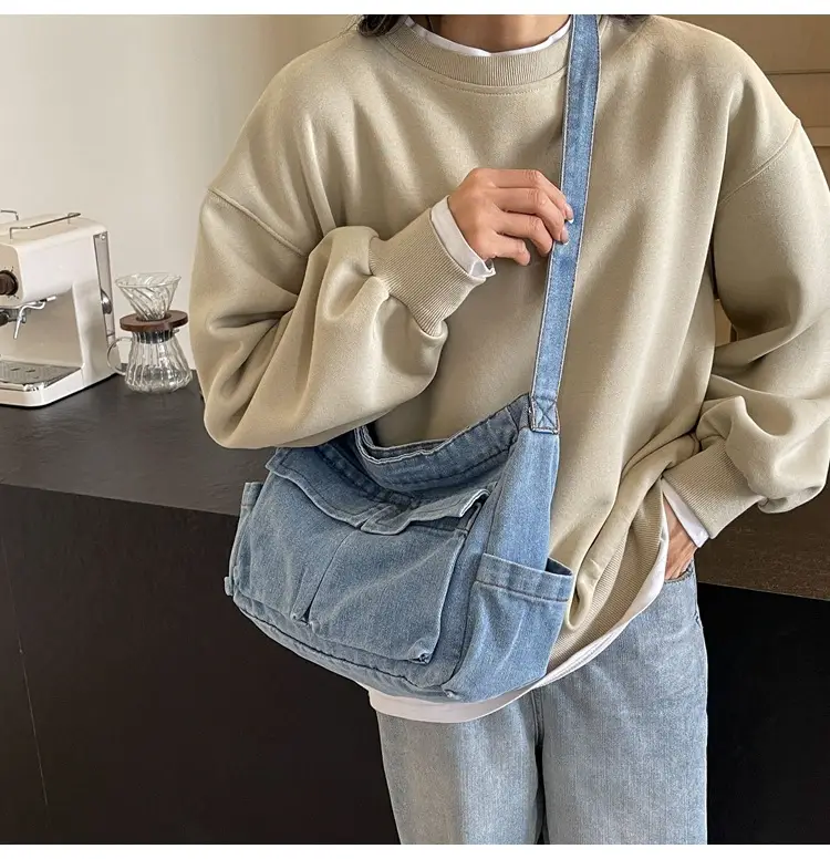 Denim Shoulder Bag Women Korean Style Large Capacity — feature 17