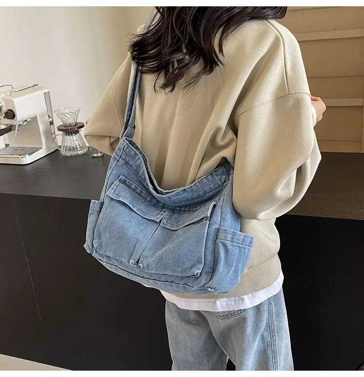 Denim Shoulder Bag Women Korean Style Large Capacity — feature 18