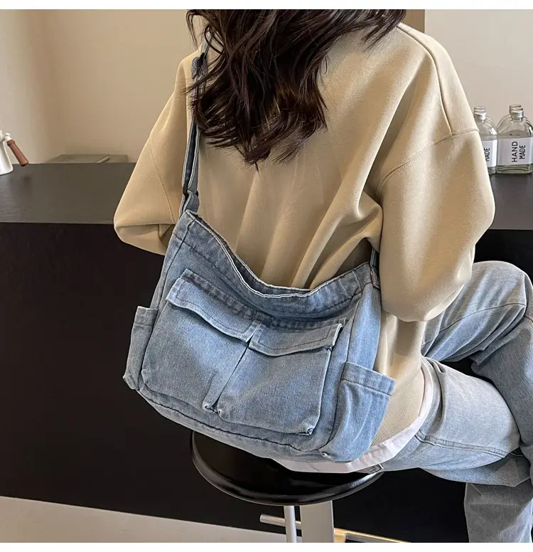 Denim Shoulder Bag Women Korean Style Large Capacity — feature 20