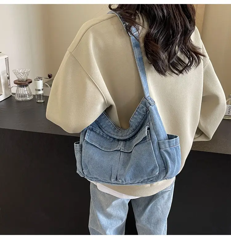Denim Shoulder Bag Women Korean Style Large Capacity — feature 21