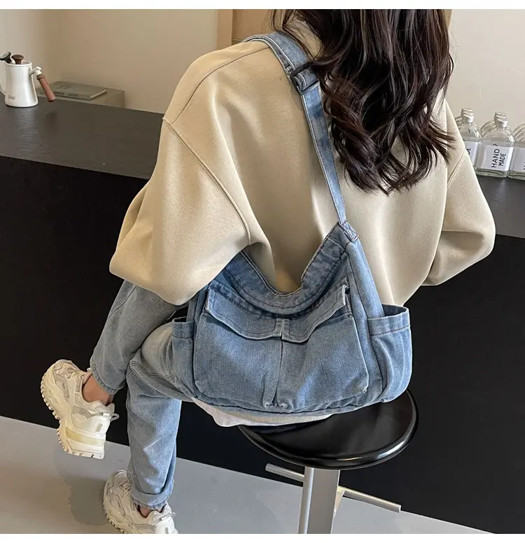 Denim Shoulder Bag Women Korean Style Large Capacity — feature 22