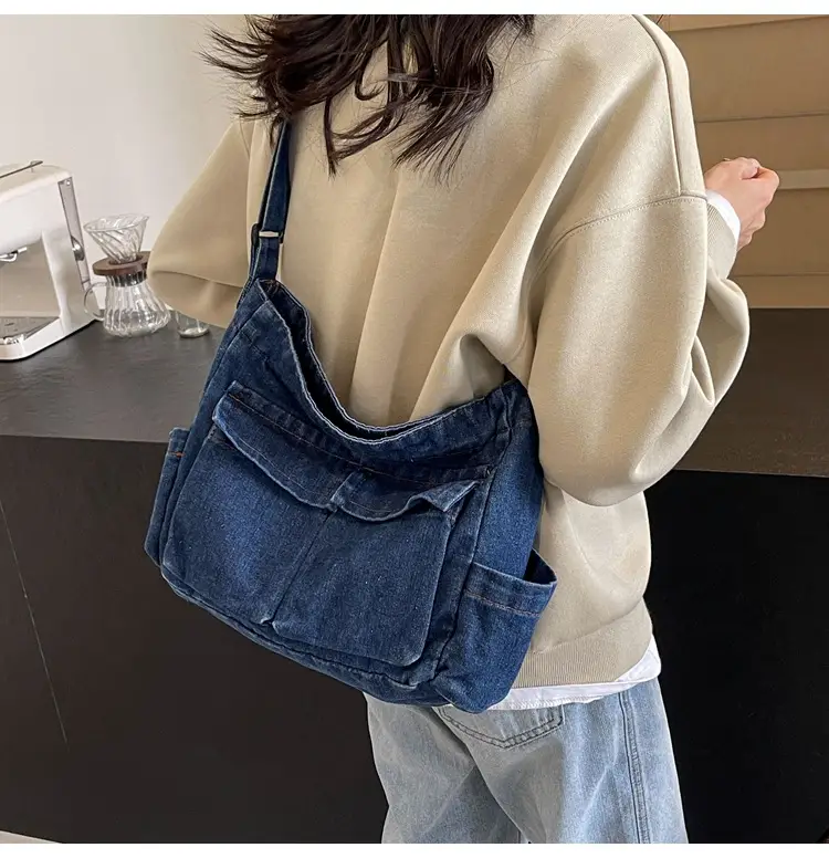 Denim Shoulder Bag Women Korean Style Large Capacity — feature 23
