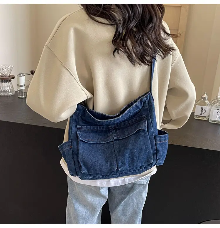 Denim Shoulder Bag Women Korean Style Large Capacity — feature 24