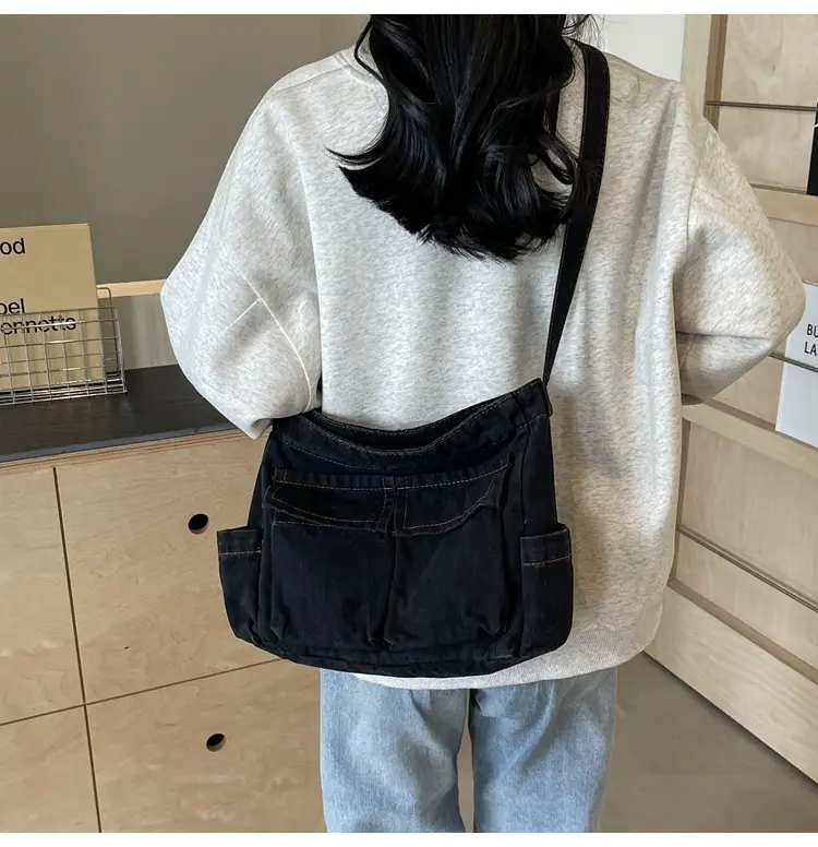 Denim Shoulder Bag Women Korean Style Large Capacity — feature 25