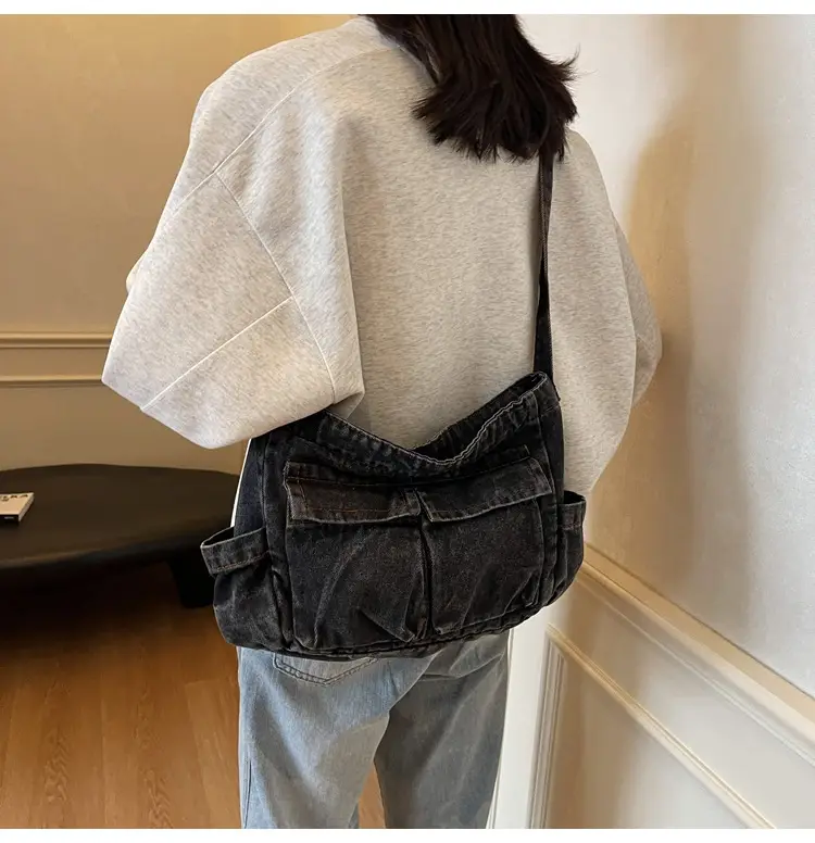 Denim Shoulder Bag Women Korean Style Large Capacity — feature 27