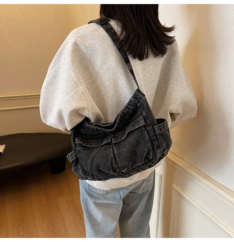 Denim Shoulder Bag Women Korean Style Large Capacity — feature 28