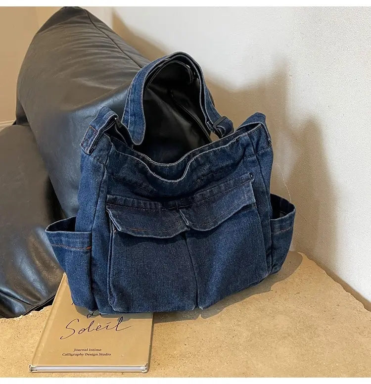 Denim Shoulder Bag Women Korean Style Large Capacity — feature 29