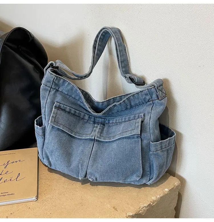 Denim Shoulder Bag Women Korean Style Large Capacity — feature 31