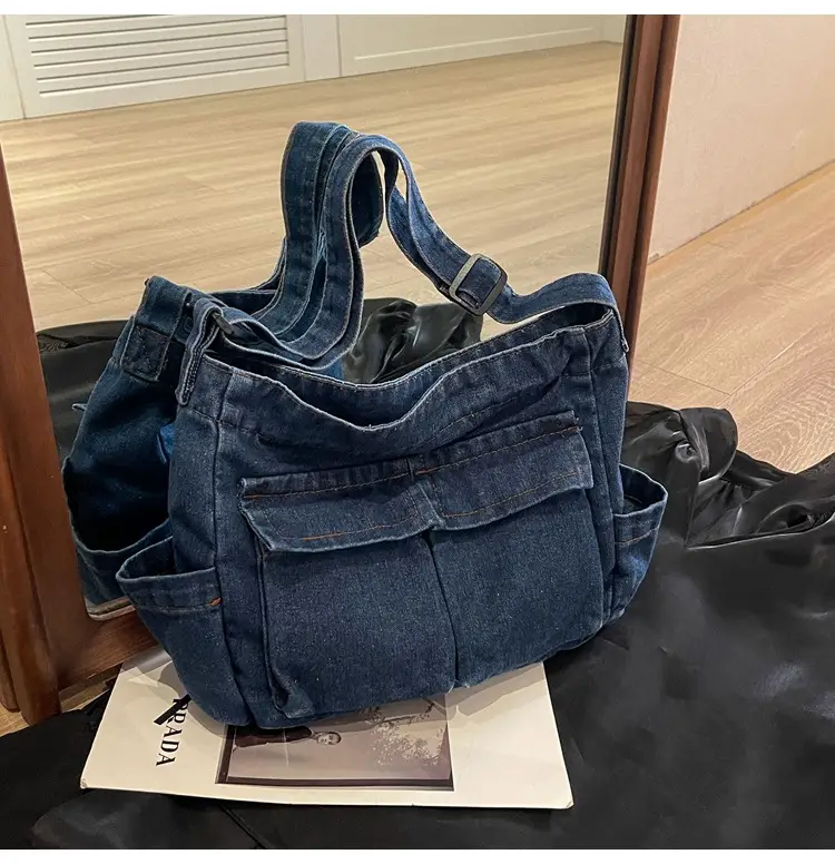 Denim Shoulder Bag Women Korean Style Large Capacity — feature 32