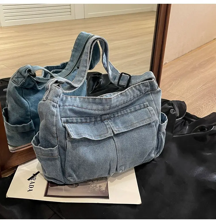 Denim Shoulder Bag Women Korean Style Large Capacity — feature 33