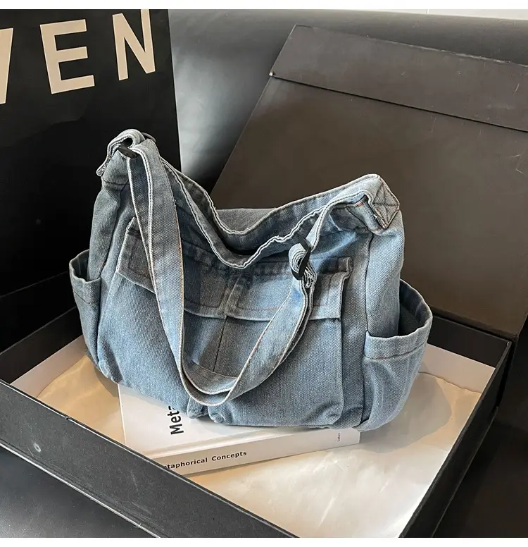 Denim Shoulder Bag Women Korean Style Large Capacity — feature 34