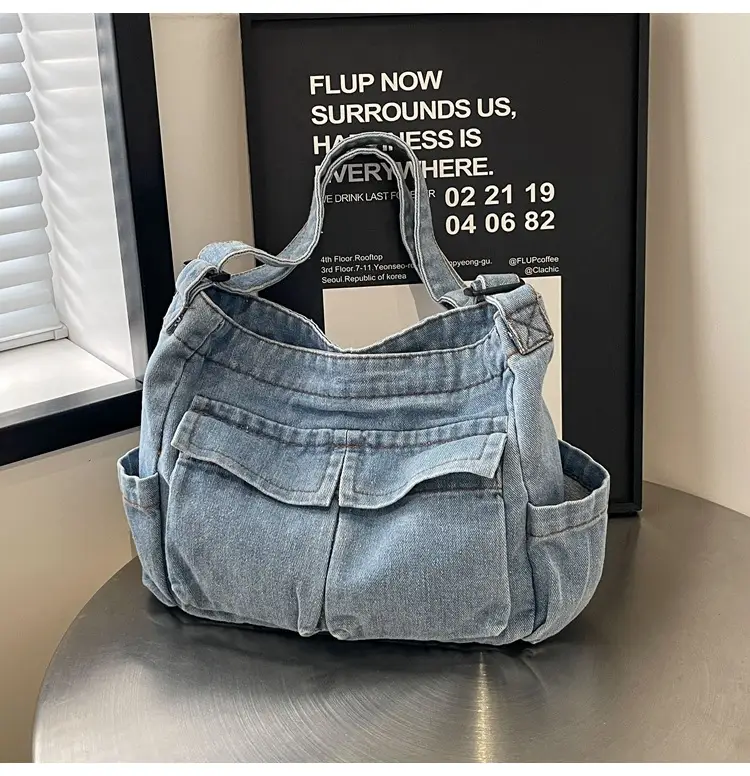 Denim Shoulder Bag Women Korean Style Large Capacity — feature 37