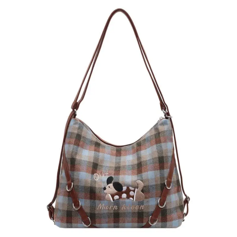 Women Plaid Embroidered Shoulder Bag 2025 - Image 7