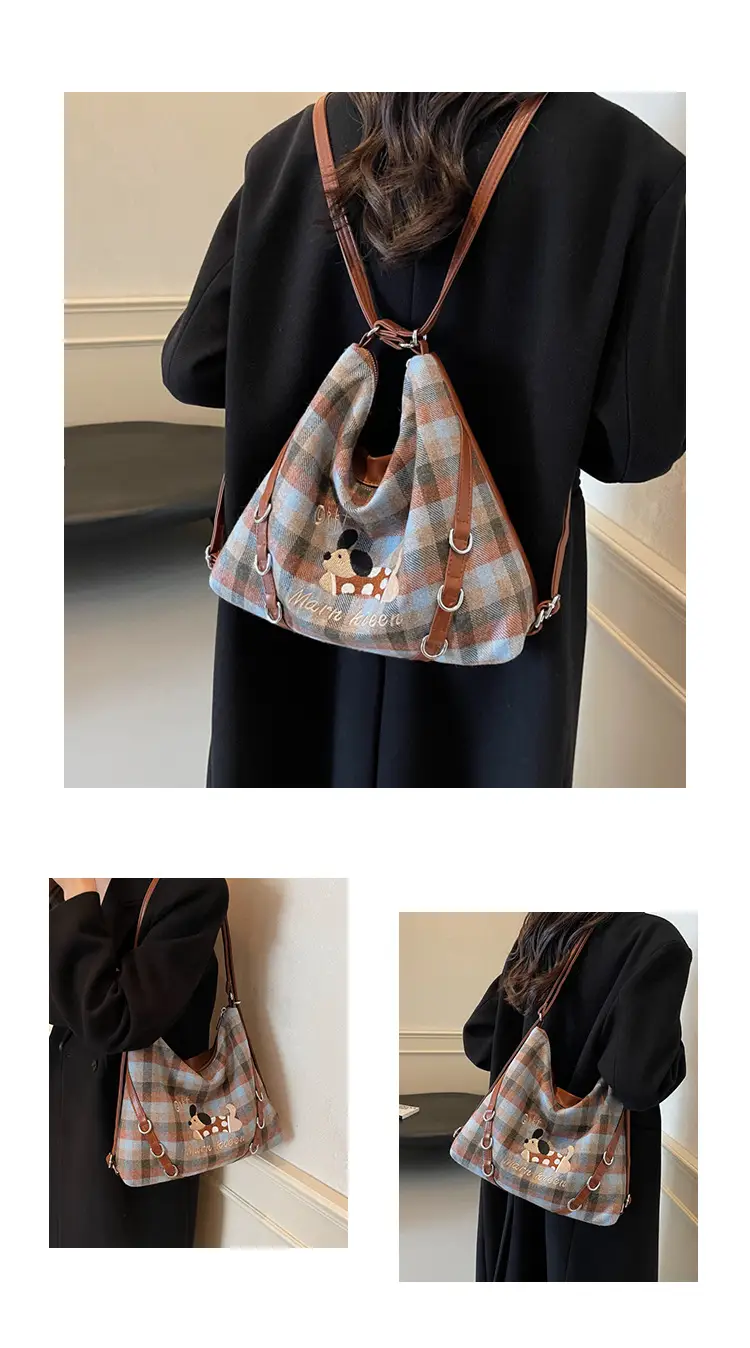 Women Plaid Embroidered Shoulder Bag 2025 — feature 11