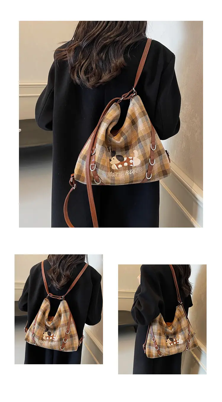 Women Plaid Embroidered Shoulder Bag 2025 — feature 12