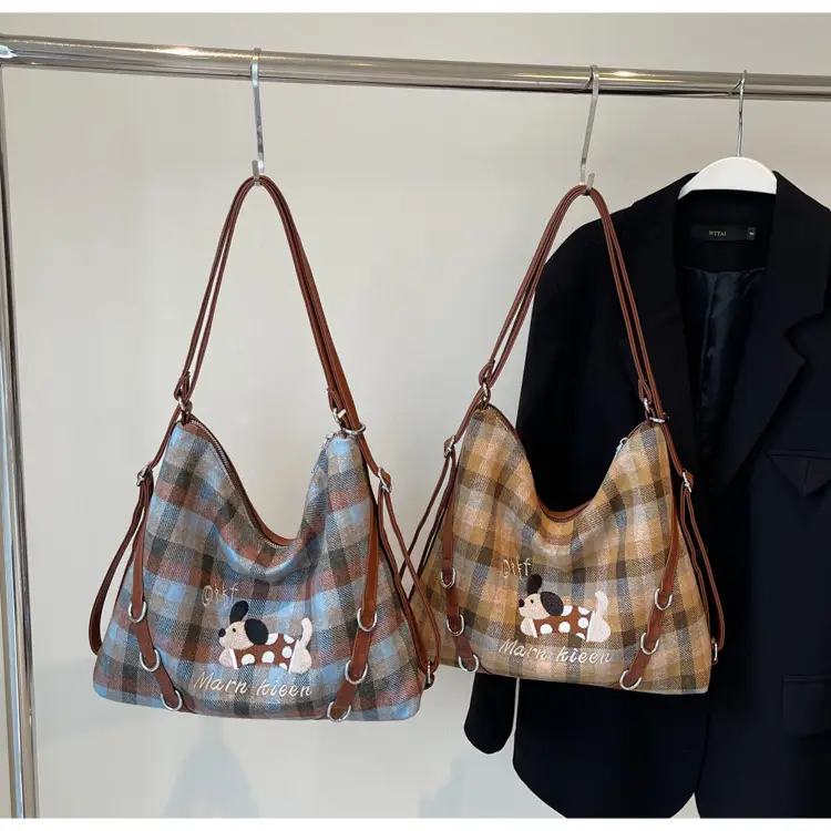 Women Plaid Embroidered Shoulder Bag 2025 — feature 13