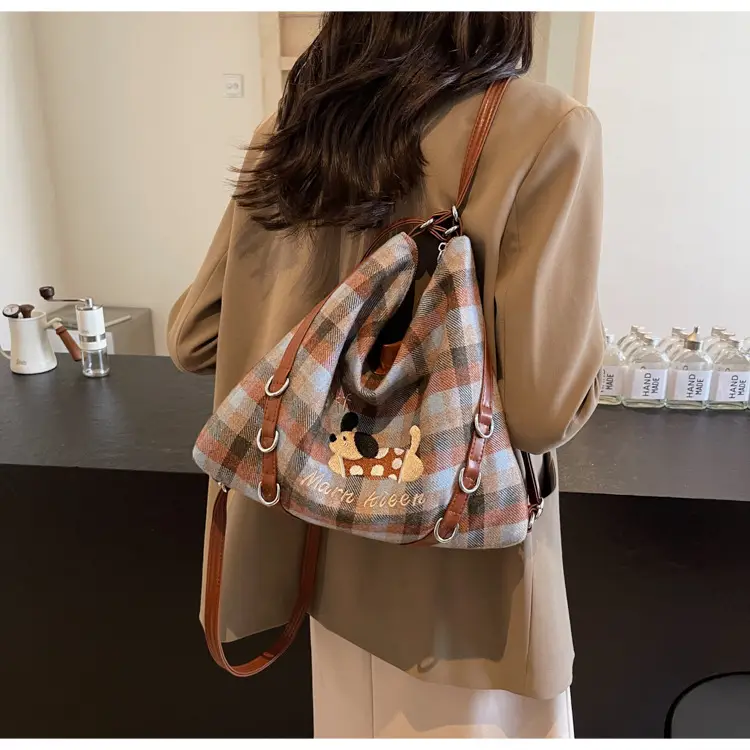 Women Plaid Embroidered Shoulder Bag 2025 — feature 14