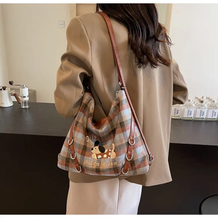 Women Plaid Embroidered Shoulder Bag 2025 — feature 18