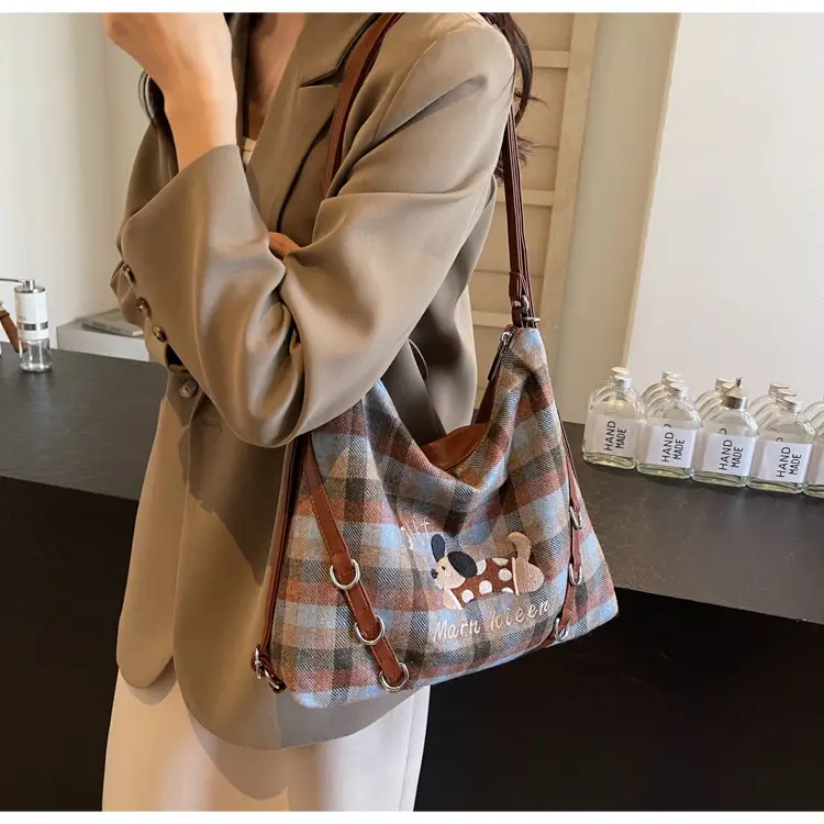 Women Plaid Embroidered Shoulder Bag 2025 — feature 20