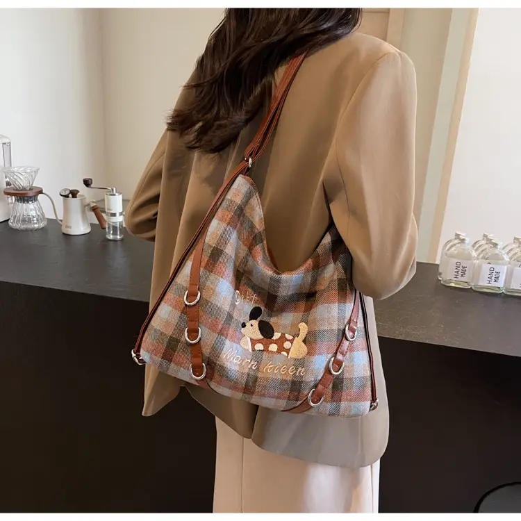 Women Plaid Embroidered Shoulder Bag 2025 — feature 21