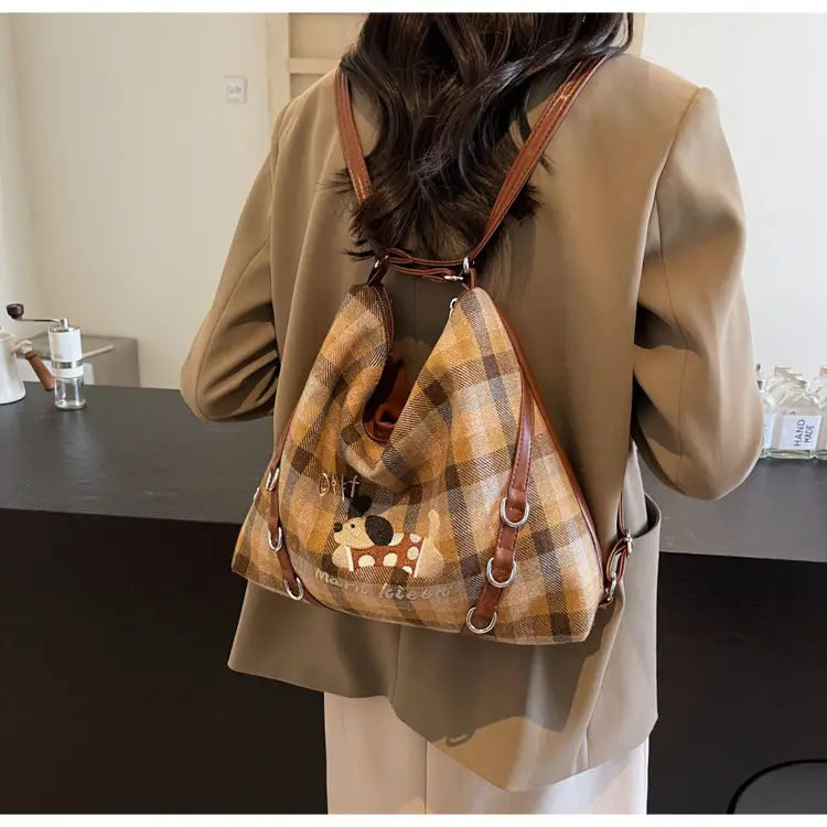 Women Plaid Embroidered Shoulder Bag 2025 — feature 26