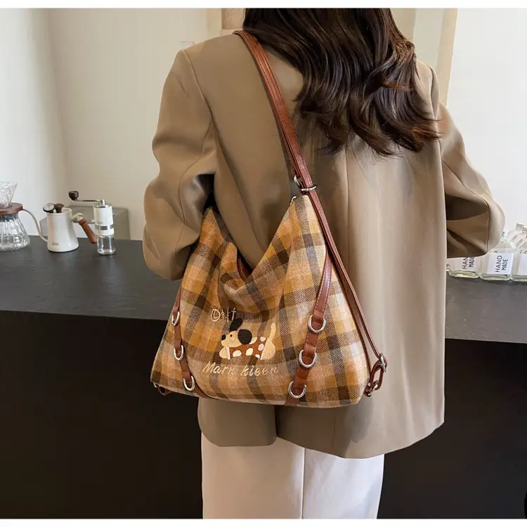 Women Plaid Embroidered Shoulder Bag 2025 — feature 27