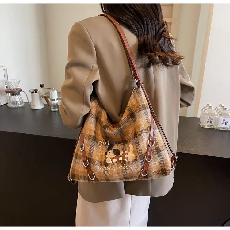Women Plaid Embroidered Shoulder Bag 2025 — feature 28