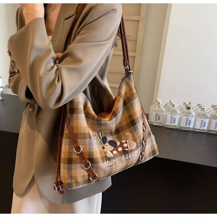 Women Plaid Embroidered Shoulder Bag 2025 — feature 29