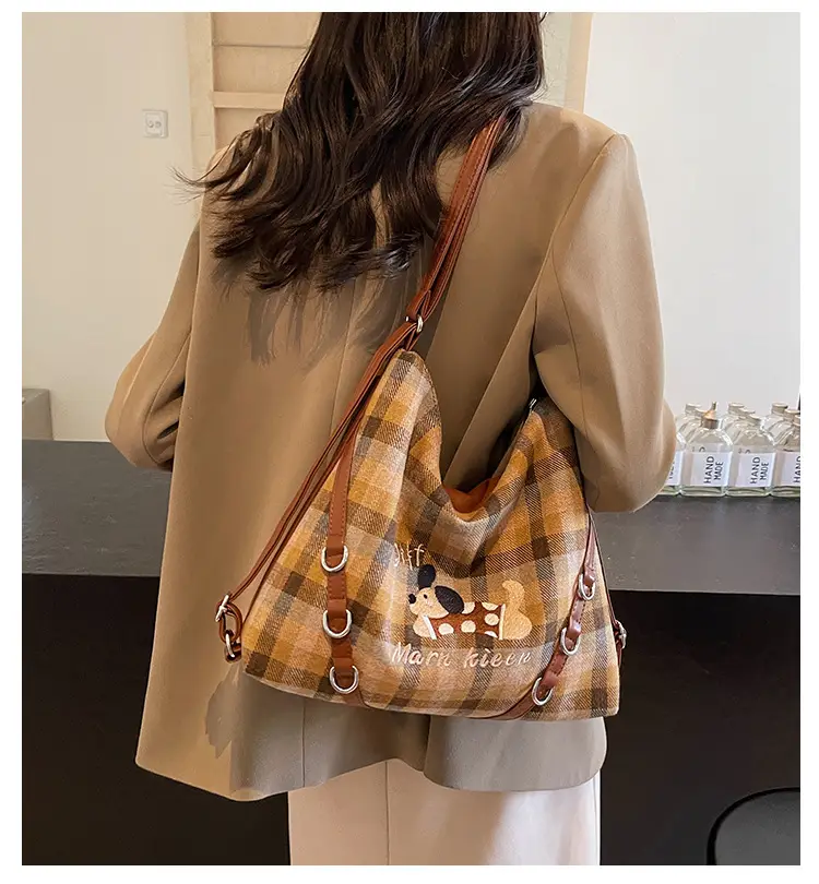 Women Plaid Embroidered Shoulder Bag 2025 — feature 3