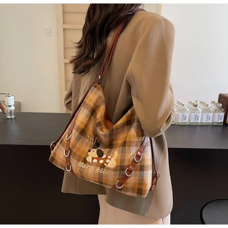 Women Plaid Embroidered Shoulder Bag 2025 — feature 32