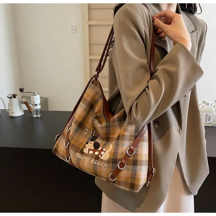 Women Plaid Embroidered Shoulder Bag 2025 — feature 33