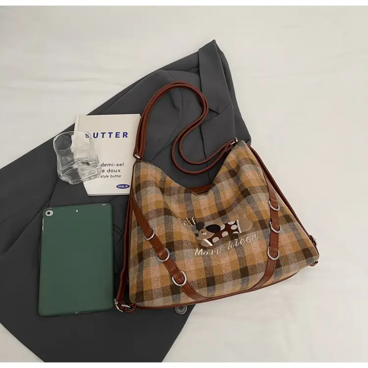 Women Plaid Embroidered Shoulder Bag 2025 — feature 36