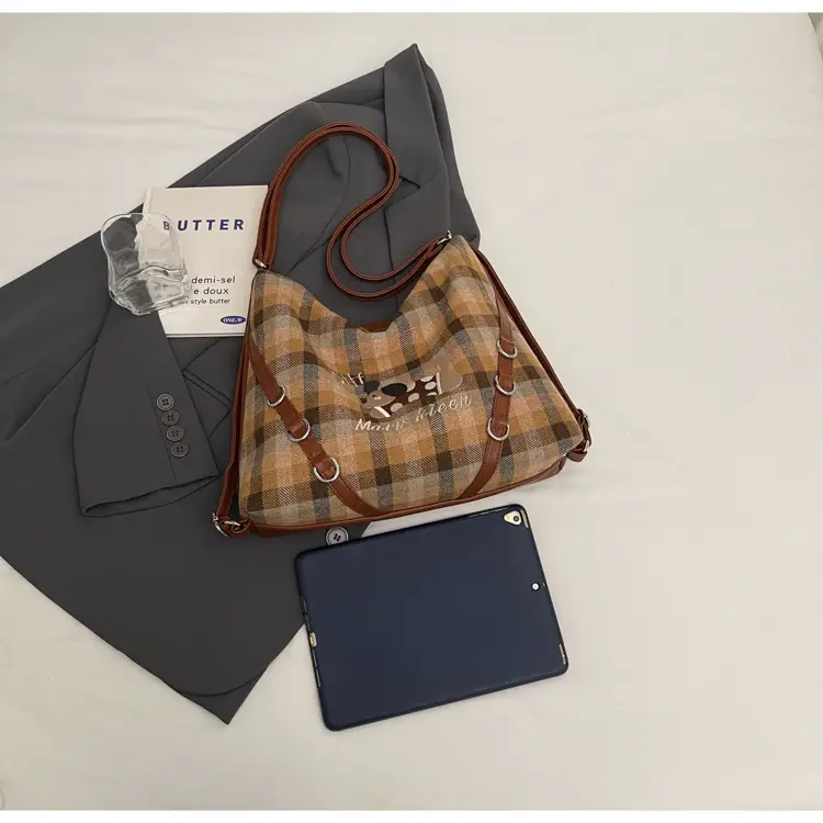 Women Plaid Embroidered Shoulder Bag 2025 — feature 37