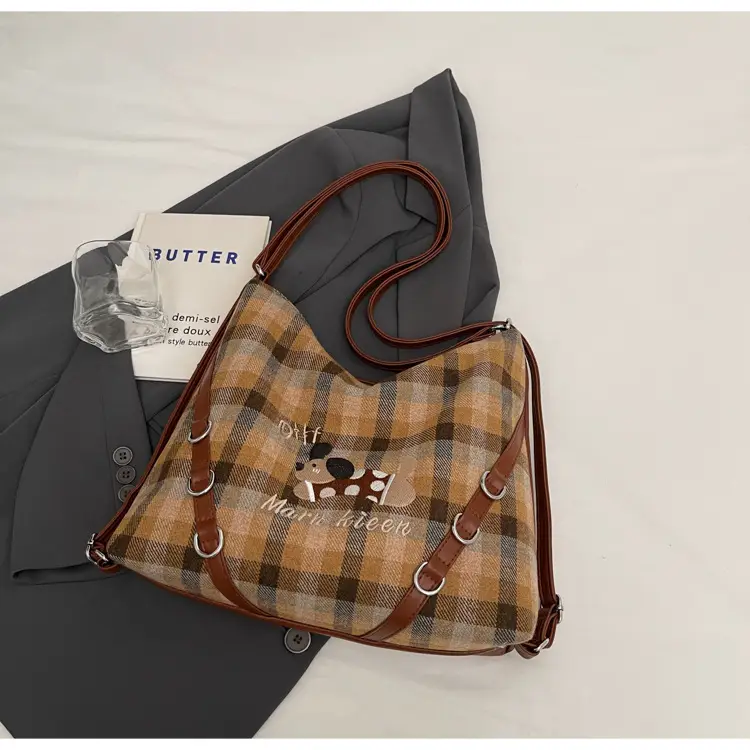Women Plaid Embroidered Shoulder Bag 2025 — feature 38