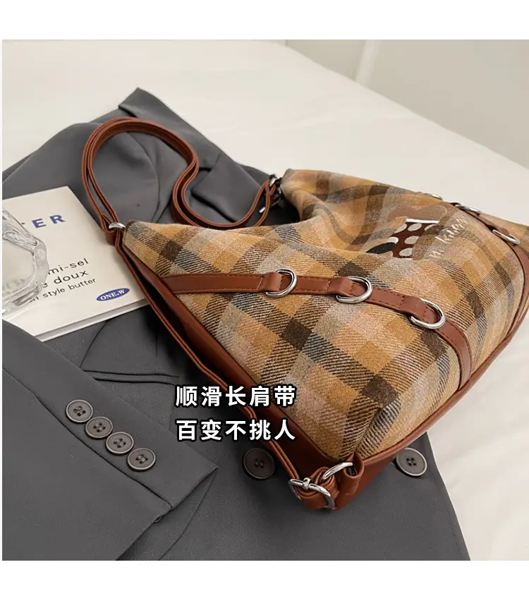 Women Plaid Embroidered Shoulder Bag 2025 — feature 5