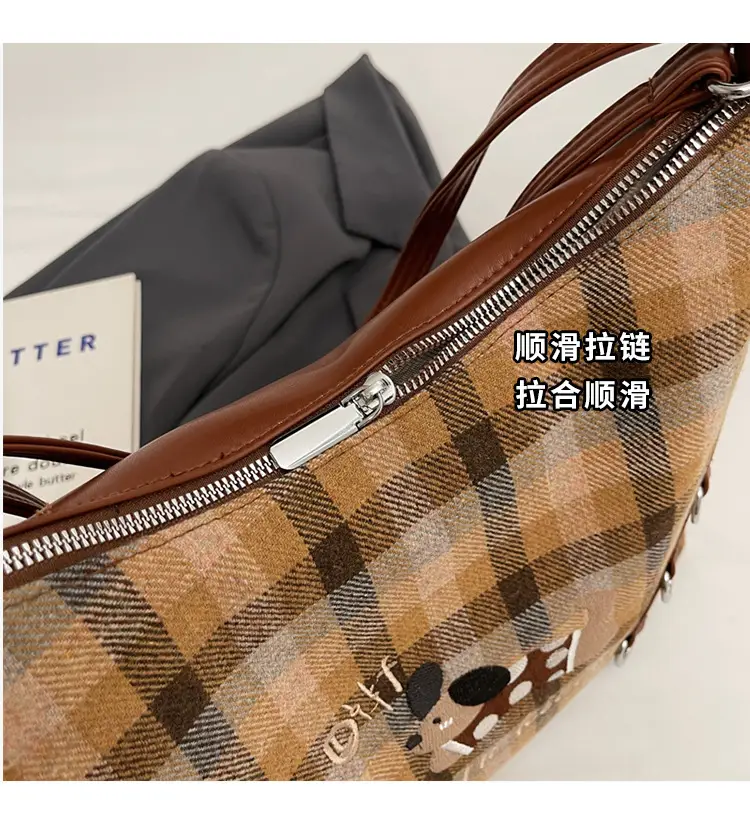 Women Plaid Embroidered Shoulder Bag 2025 — feature 6