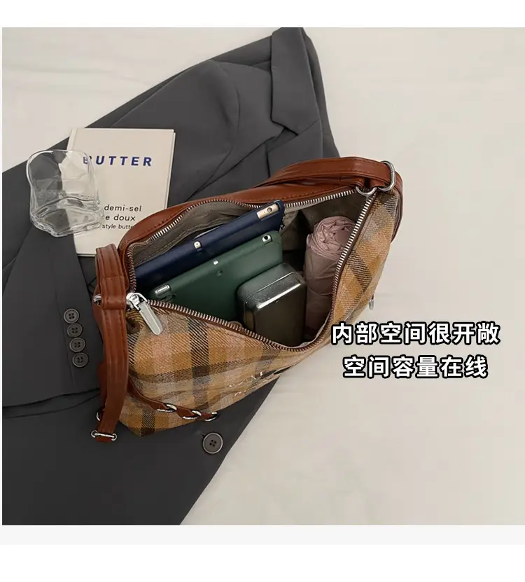 Women Plaid Embroidered Shoulder Bag 2025 — feature 9